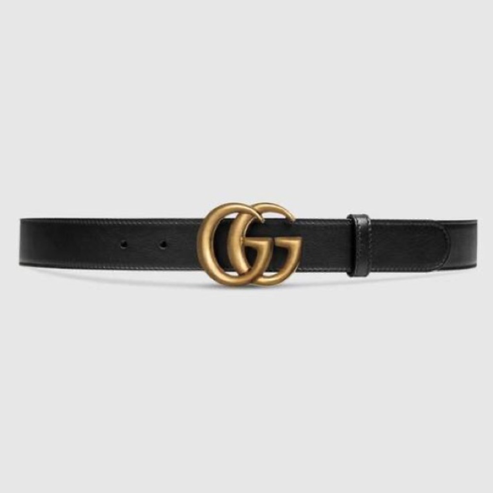 Gucci Wide Leather Belt With Double G Buckle